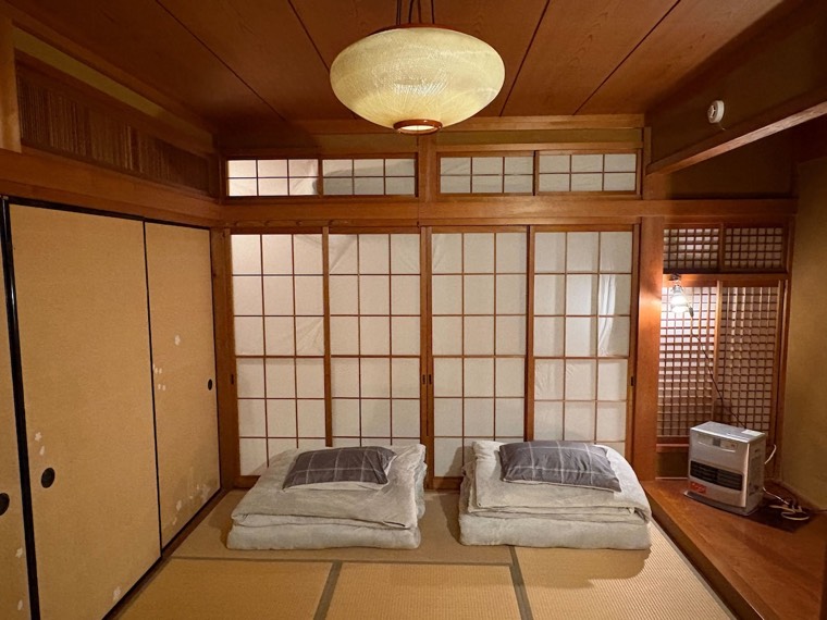 Futons laid out under the lantern